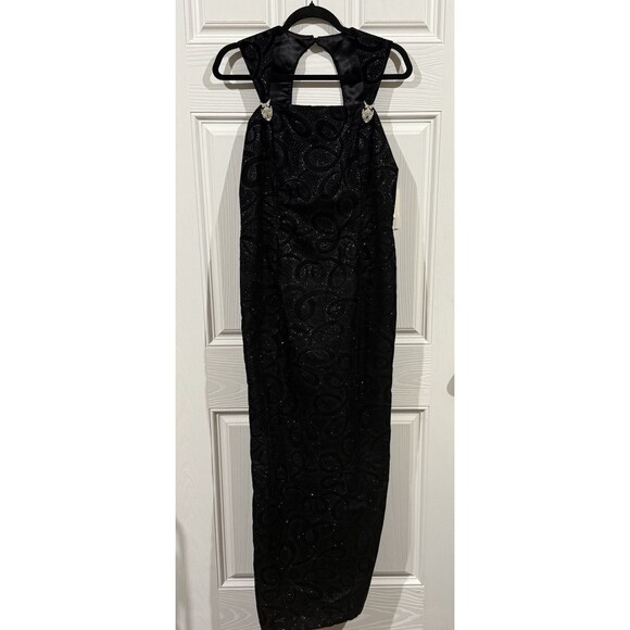 Vintage Scott McClintock Formal Black Dress Sequin Velvet‎ Keyhole Back - Picture 1 of 11